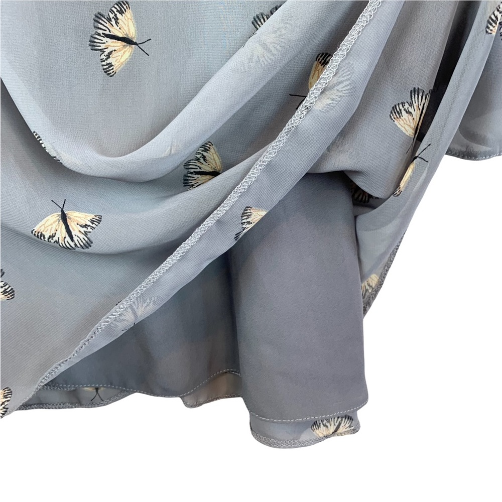 Topshop Moth Print Tie Sleeve Skater Dress Size 8 - Picture 10 of 15